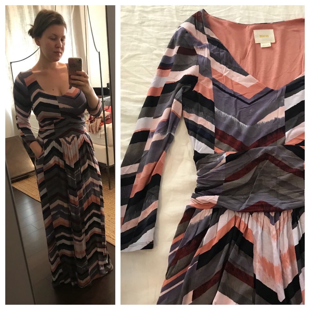 Anthro -Maeve maxi dress chevron